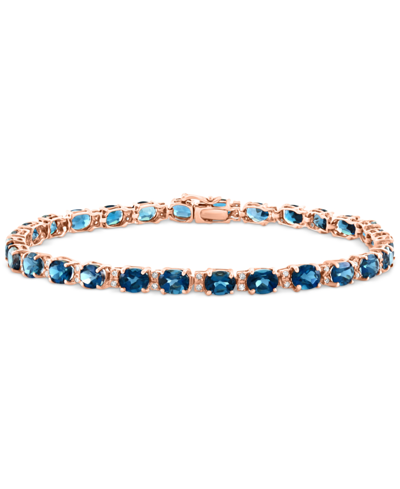 Effy Collection Effy London Blue Topaz (13-1/3 Ct. T.w.) & Diamond (1/4 Ct. T.w.) Tennis Bracelet In 14k Rose Gold