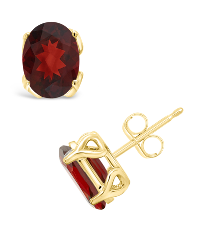 Macy's Garnet (3 Ct. T.w.) Stud Earrings In 14k Yellow Gold
