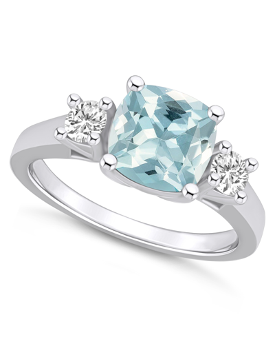 Macy's Aquamarine (2 Ct. T.w.) And Diamond (1/3 Ct. T.w.) Ring In 14k White Gold