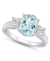 Macy's Aquamarine And Diamond Ring (2-1/2 Ct.t.w And 1/3 Ct.t.w) 14k White Gold In Aquamarine