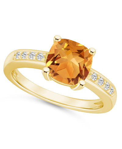 MACY'S CITRINE AND DIAMOND RING (2 CT.T.W AND 1/8 CT.T.W) 14K YELLOW GOLD