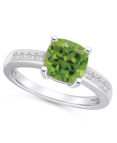 Macy's Peridot And Diamond Ring (2-3/8 Ct.t.w And 1/8 Ct.t.w) 14k White Gold