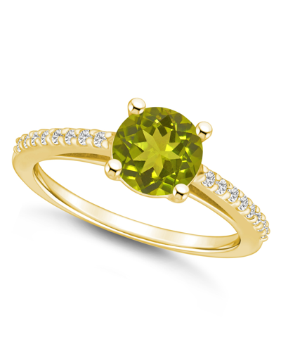 Macy's Peridot (1-1/2 Ct. T.w.) And Diamond (1/6 Ct. T.w.) Ring In 14k Yellow Gold