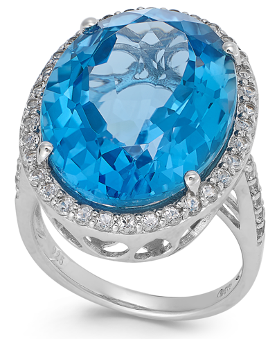Macy's Blue And White Topaz Ring In Sterling Silver (21 Ct. T.w.) In Blue Topaz