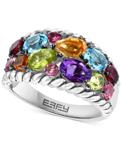 Effy Collection Effy Multi-gemstone Cluster Statement Ring (3-1/3 Ct. T.w.) In Sterling Silver In Multi Gemstone