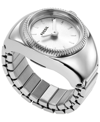 FOSSIL WOMEN'S RING WATCH TWO-HAND SILVER-TONE STAINLESS STEEL BRACELET WATCH, 15MM