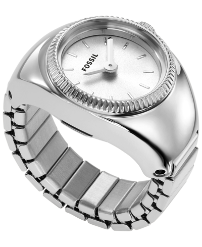 Fossil Women's Ring Watch Two-hand Silver-tone Stainless Steel Bracelet Watch, 15mm In White/silver