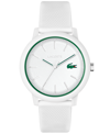 Lacoste Men's L.12.12 White Silicone Strap Watch 42mm In White