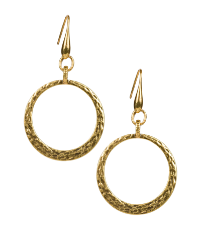 Patricia Nash Gold-tone Hammered Drop Hoop Earrings In Russian Gold