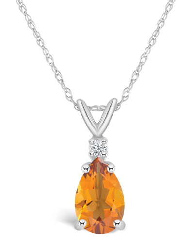 Macy's Citrine (1 Ct. T.w.) And Diamond Accent Pendant Necklace In 14k Yellow Gold Or 14k White Gold