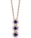 LALI JEWELS SAPPHIRE (1/6 CT. T.W.) & DIAMOND (1/10 CT. T.W.) 18" PENDANT NECKLACE IN 14K ROSE GOLD OR 14K WHITE