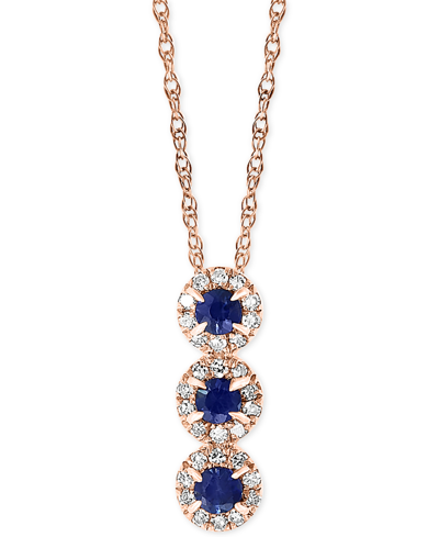Lali Jewels Sapphire (1/6 Ct. T.w.) & Diamond (1/10 Ct. T.w.) 18" Pendant Necklace In 14k Rose Gold Or 14k White
