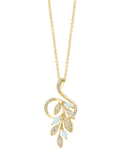 Effy Collection Effy Opal (1/6 Ct. T.w.) & Diamond (1/4 Ct. T.w.) 18" Pendant Necklace In 14k Yellow Gold