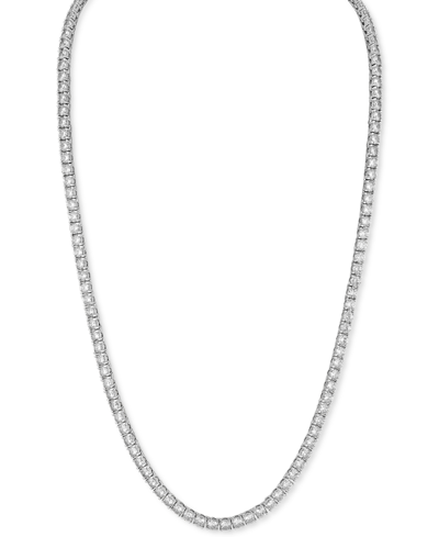 Esquire Men's Jewelry Cubic Zirconia (4mm) Tennis Necklace 22" (also In Black Spinel), Created For Macy's In Cubic Zirconia,silver