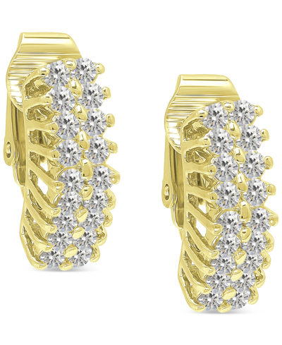 Giani Bernini Cubic Zirconia Clip-on Hoop Earrings, Created For Macy's In Gold Over Silver