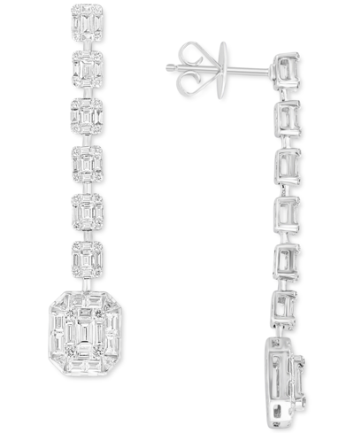 Effy Collection Effy Diamond Baguette & Round Linear Drop Earrings (2-1/2 Ct. T.w.) In 18k White Gold