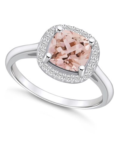 Macy's Morganite (2 Ct. T.w.) And Diamond (1/4 Ct. T.w.) Halo Ring In 14k White Gold
