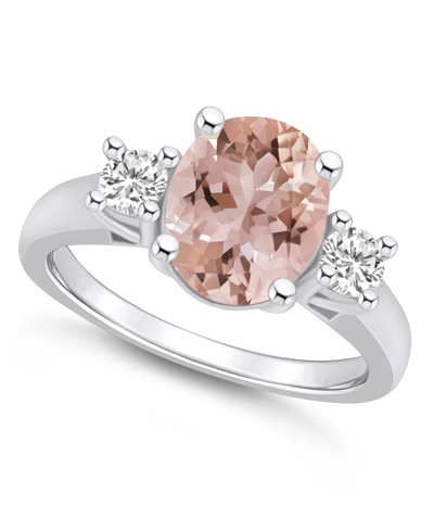 Macy's Morganite And Diamond Ring (2-1/2 Ct.t.w And 1/3 Ct.t.w) 14k White Gold
