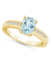 Macy's Aquamarine And Diamond Ring (1- 1/7 Ct.t.w And 1/8 Ct.t.w) 14k Yellow Gold In Aquamarine