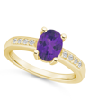 Macy's Amethyst And Diamond Ring (1- 1/5 Ct.t.w And 1/8 Ct.t.w) 14k Yellow Gold In Amethyst