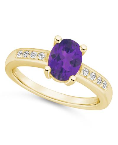 Macy's Amethyst And Diamond Ring (1- 1/5 Ct.t.w And 1/8 Ct.t.w) 14k Yellow Gold