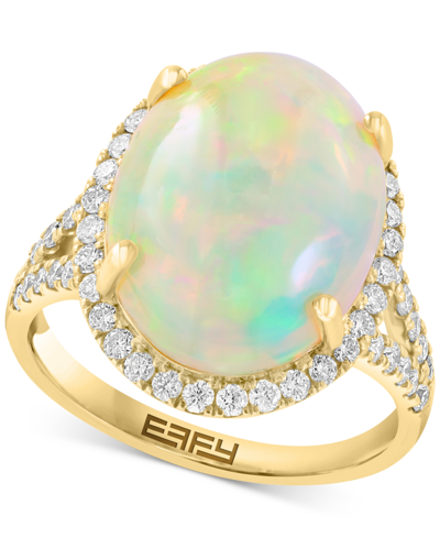 Effy Collection Effy Ethiopian Opal (5-1/3 Ct. T.w.) & Diamond (5/8 Ct. T.w.) Ring In 14k Yellow Gold