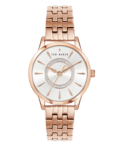 Ted Baker Women's Fitzrovia Charm Rose Gold-tone Stainless Steel Bracelet Watch 34mm