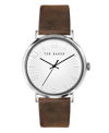 TED BAKER MEN'S PHYLIPA BROWN LEATHER STRAP WATCH 43MM