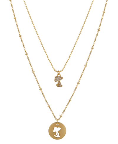 Unwritten Cubic Zirconia Peanuts Snoopy Necklace Set With Extender (0.01 Ct. T.w.) In 14k Gold Flash-plated In K Gold Plated
