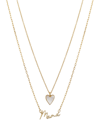 UNWRITTEN MOTHER OF PEARL INLAY HEART AND "MAMA" NECKLACE SET WITH EXTENDER IN 14K GOLD FLASH-PLATED