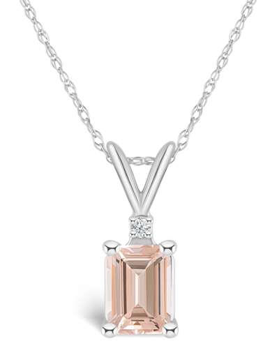 Macy's Morganite (7/8 Ct. T.w.) And Diamond Accent Pendant Necklace In 14k Yellow Gold Or 14k White Gold