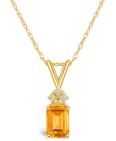 Macy's Citrine (1 Ct. T.w.) And Diamond Accent Pendant Necklace In 14k White Gold Or 14k Yellow Gold