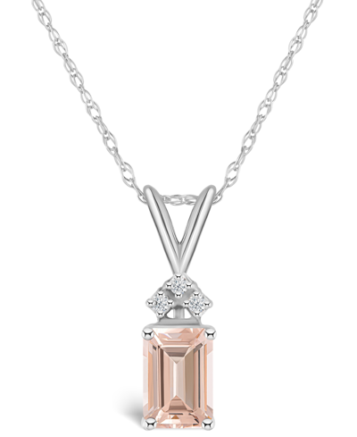 Macy's Morganite (7/8 Ct. T.w.) And Diamond Accent Pendant Necklace In 14k Yellow Gold Or 14k White Gold