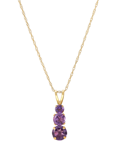 Macy's Amethyst Graduated 18" Pendant Necklace (1 Ct. T.w.) In 14k Gold