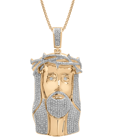 Macy's Men's Diamond Christ 22" Pendant Necklace (1/2 Ct. T.w.) In 14k Gold-plated Sterling Silver In Gold Over Silver