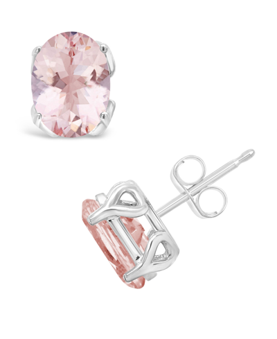 Macy's Morganite (2-1/3 Ct. T.w.) Stud Earrings In 14k White Gold