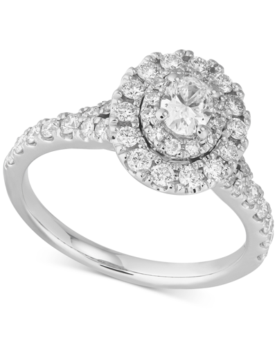Macy's Diamond Oval Halo Engagement Ring (1 Ct. T.w.) In 14k White Gold