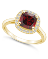 Macy's Garnet (2-3/4 Ct. T.w.) And Diamond (1/4 Ct. T.w.) Halo Ring In 14k Yellow Gold In Garnet