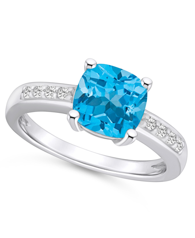 Macy's Blue Topaz And Diamond Ring (2-3/4 Ct.t.w And 1/8 Ct.t.w) 14k White Gold