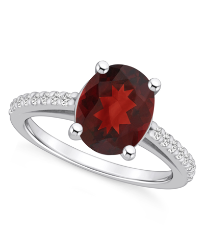 Macy's Garnet (3-1/10 Ct. T.w.) And Diamond (1/4 Ct. T.w.) Ring In 14k White Gold