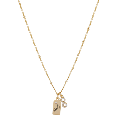 Unwritten 14k Gold Flash-plated Cubic Zirconia "family" Tag Charm Necklace With Extender