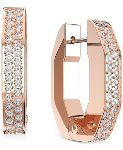 Swarovski Rose Gold-tone Small Pave Octagon Hoop Earrings