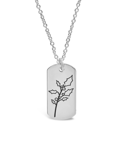 Sterling Forever Women's Birth Flower Necklace In December,holly,silver