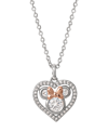 DISNEY CUBIC ZIRCONIA MINNIE MOUSE PENDANT NECKLACE IN STERLING SILVER & 18K ROSE GOLD-PLATE, 16" + 2" EXTE