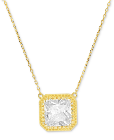 Macy's Cubic Zirconia Cushion Pendant Necklace, 18" + 2" Extender (also In Nano Morganite) In Yellow