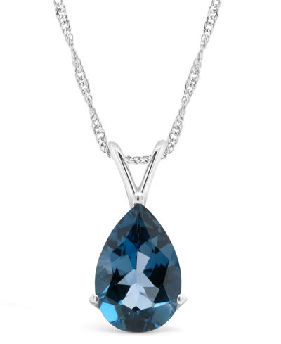Macy's London Topaz (3-5/8 Ct. T.w.) Pendant Necklace In 14k White Gold In London Blue Topaz