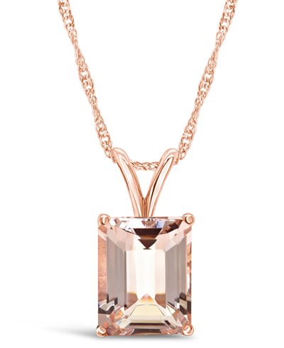 Macy's Morganite (3 Ct. T.w.) Pendant Necklace In 14k Rose Gold
