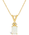 MACY'S OPAL (1/2 CT. T.W.) AND DIAMOND ACCENT PENDANT NECKLACE IN 14K WHITE GOLD OR 14K YELLOW GOLD