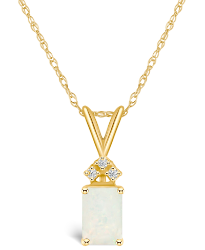 Macy's Opal (1/2 Ct. T.w.) And Diamond Accent Pendant Necklace In 14k White Gold Or 14k Yellow Gold
