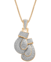MACY'S MEN'S DIAMOND BOXING GLOVES 22" PENDANT NECKLACE (1/2 CT. T.W.) IN 14K GOLD-PLATED STERLING SILVER